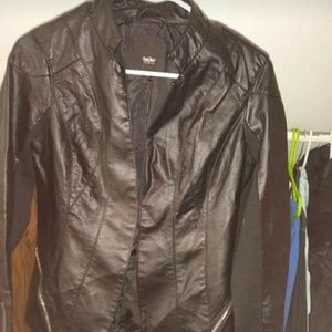 Leather like fitted jacket